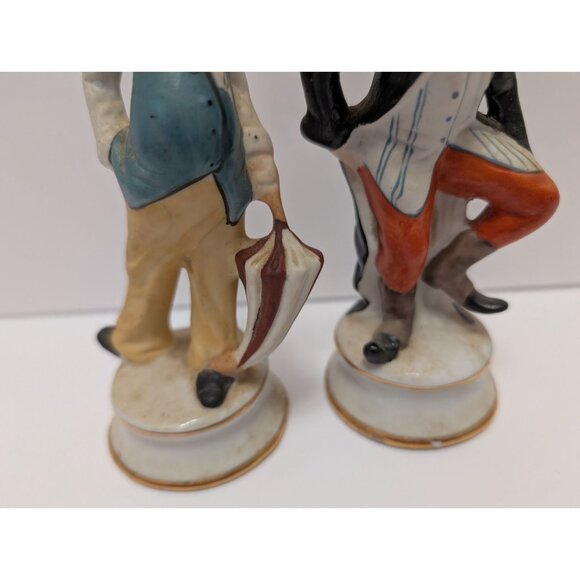 Vintage Porcelain Clown Figurines Set Of 2 Hand-Painted 6" Tall With Gold Trim D - Picture 3 of 6
